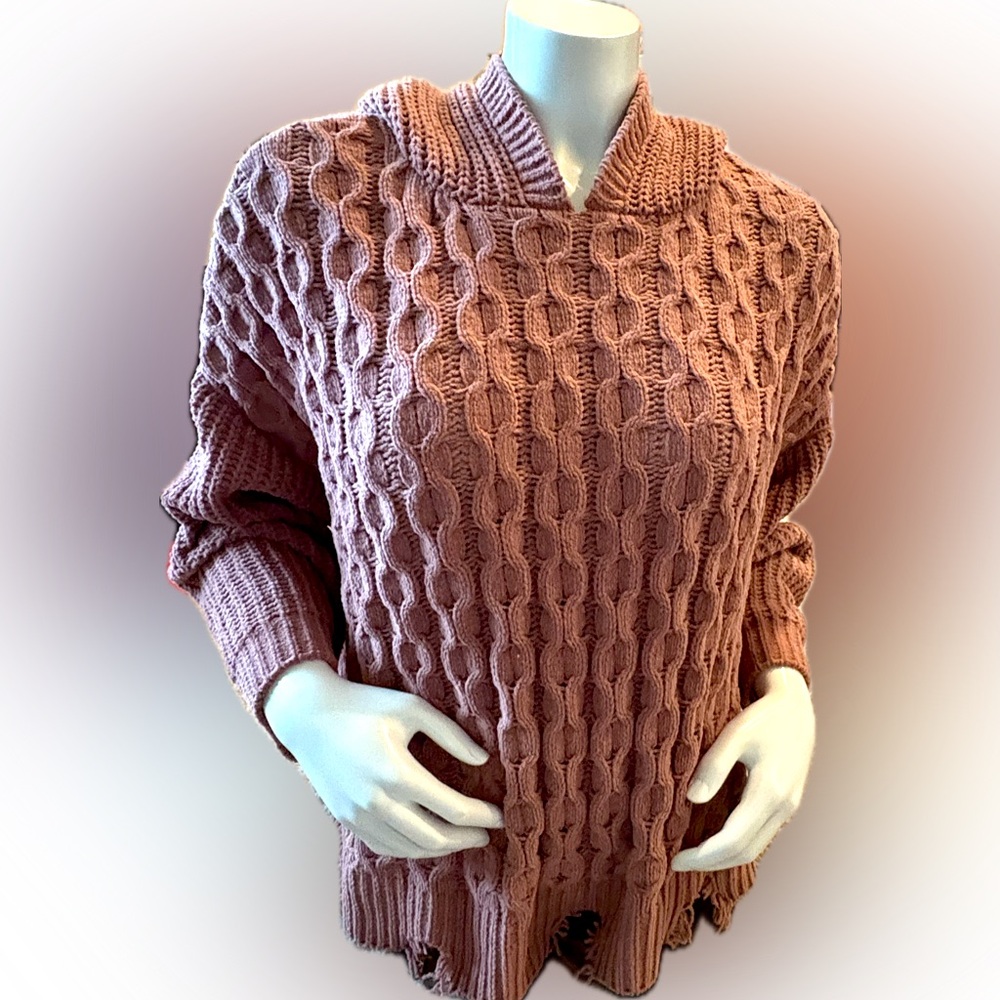 NWOT Women’s BKE dropped shoulder hooded sweater in muted coral‎ - size XL